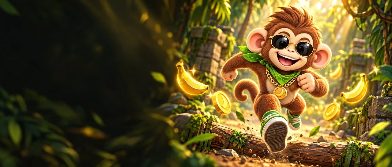 Macaco Zigoy correndo a pé e pulando obstáculos na trilha